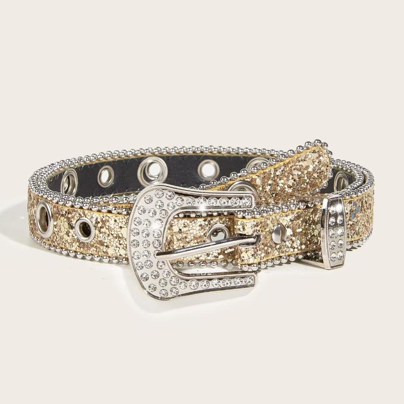 Cinturones Góticos de Pedrería Personalizados Para Mujer Chica Moda Cinturones de Cuero PU Vaquero Occidental Y2K Retro Decoración Falda Vaquera Cinturón