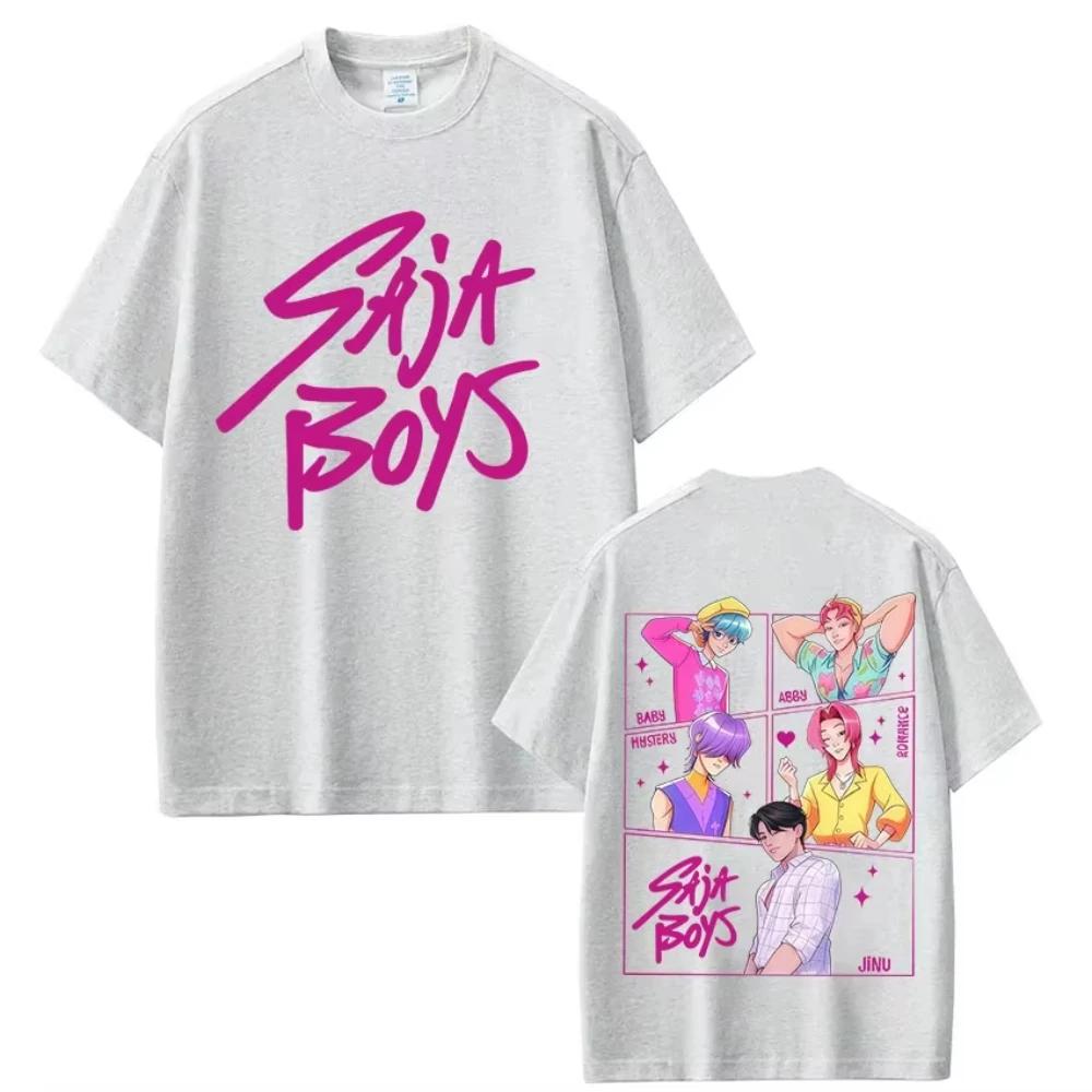 KPop Dämonenjäger Film Saja Jungen T-Shirt Herren Damen Hochwertiges Baumwoll-T-Shirt Mode Hip Hop Harajuku Kurzarm T-Shirt