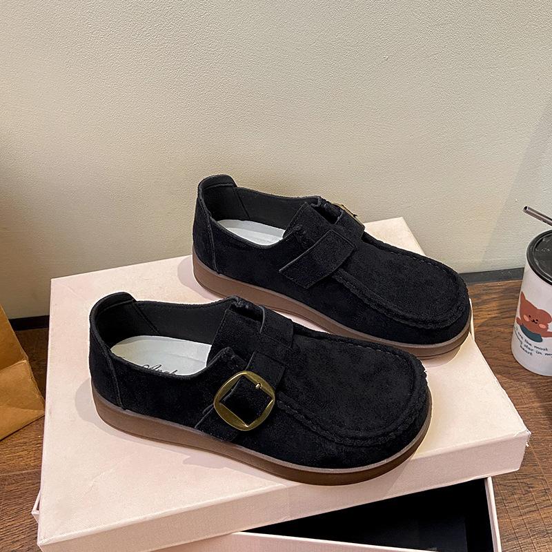 Platform loafers women's 2025 new retro British style small leather shoes one pedal lazy single shoes versatile small leather shoes