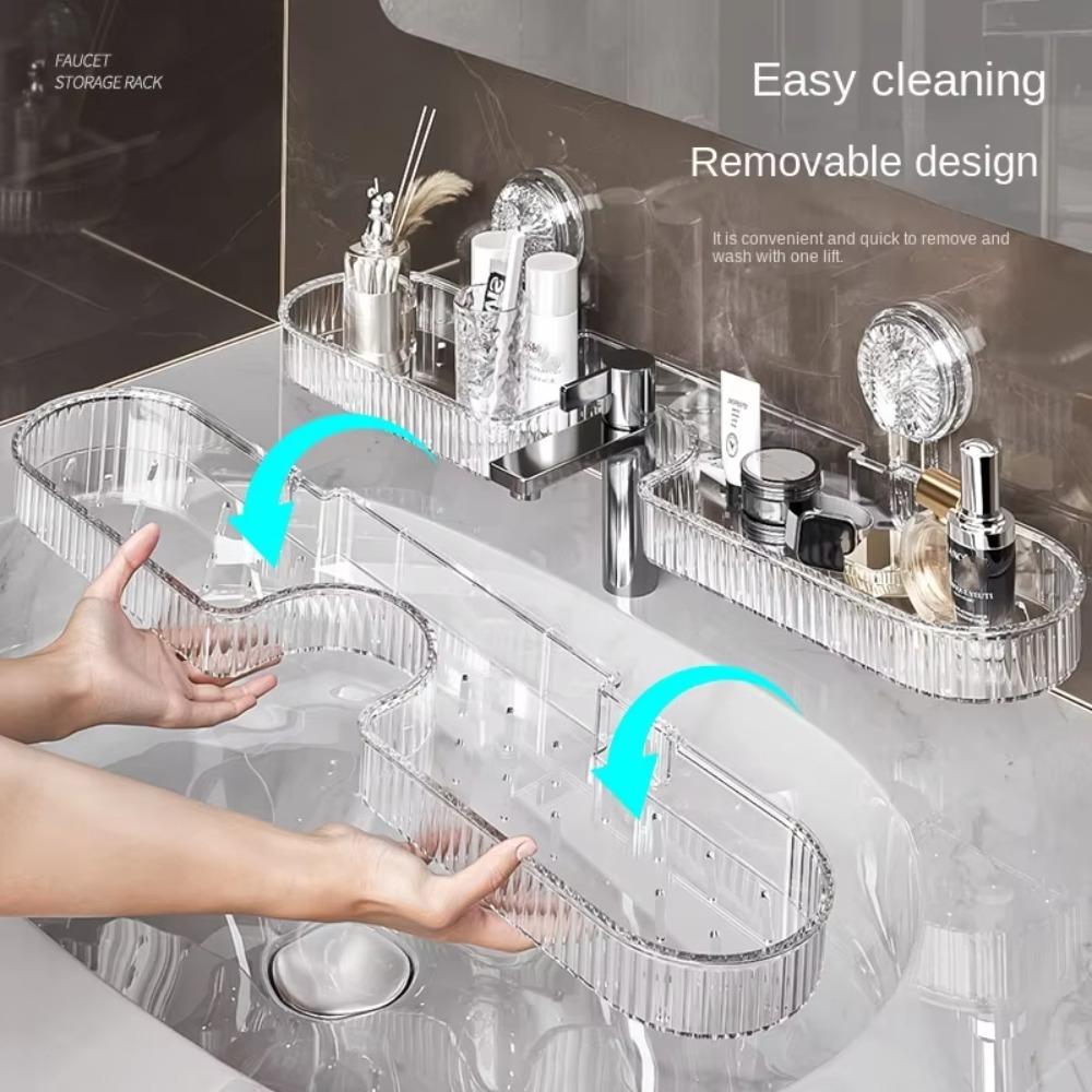 Non-punching Bathroom Storage Shelf Suction Cup Toilet Washstand Organizer  Sink
