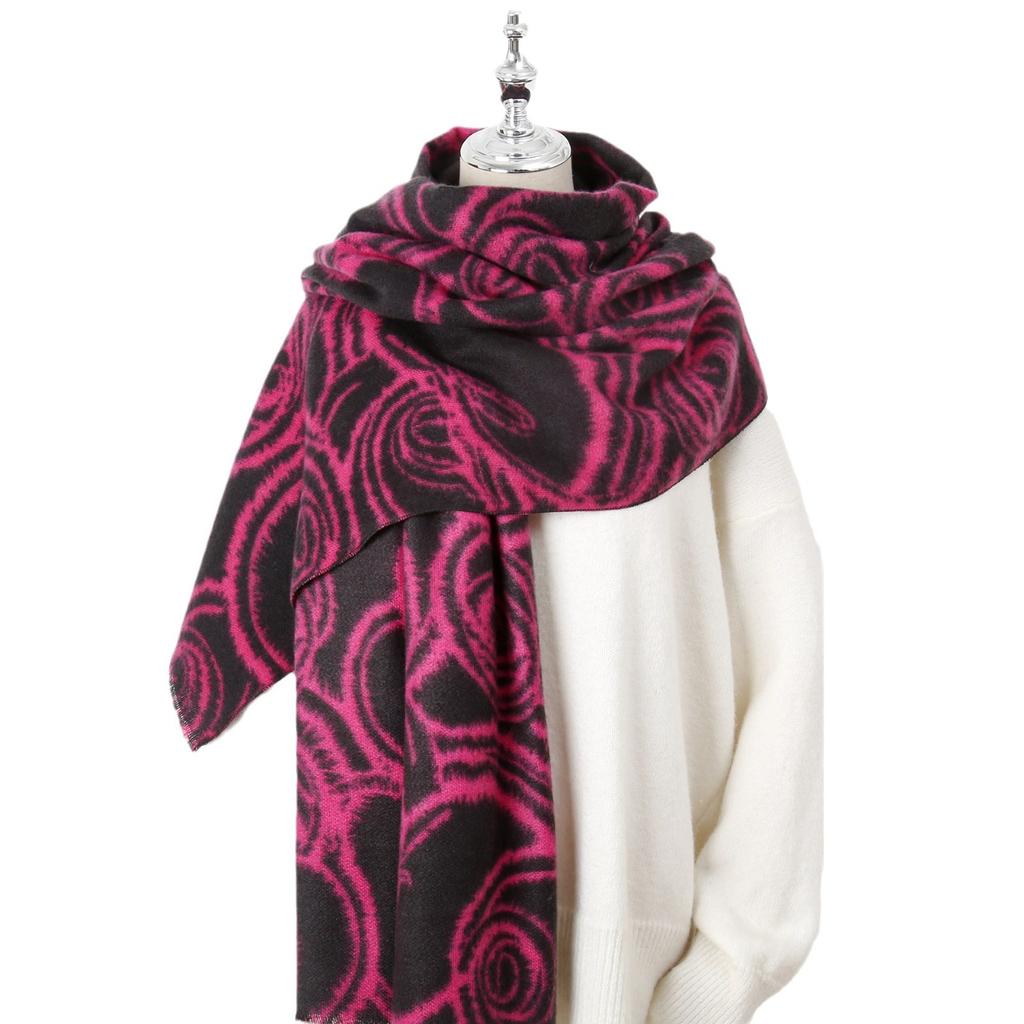 2024 Autumn/Winter New Printed Cashmere Like Long Scarf Shawl Women'S Warm Scarf Shawl Thickened With Velvet