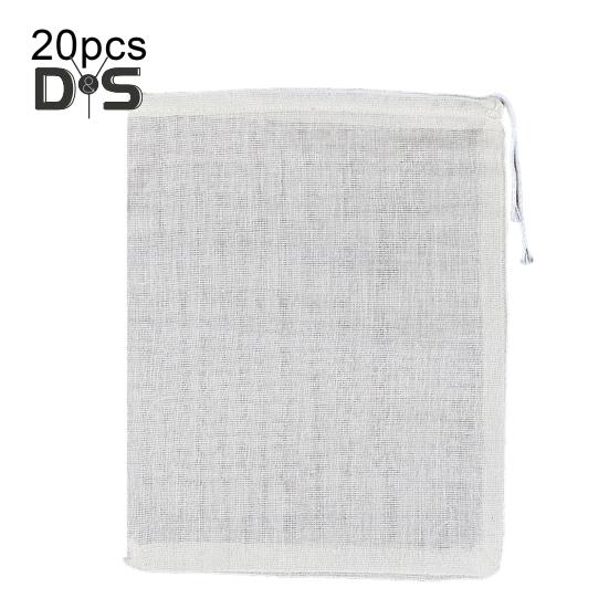 20 Stück Gewürzbeutel mit Kordelzug, Musselinbeutel aus natürlicher Baumwolle für Tee, Kräuter, Suppe, wiederverwendbarer Käsetuchbeutel zum Abseihen, leere Beutel