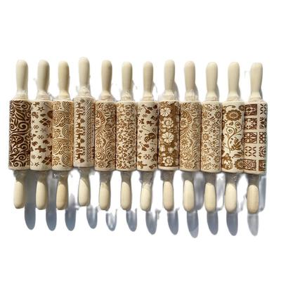 Rouleaux à pâtisserie de Noël en bois Rock Flocon de neige Élan Gaufrage Outil de cuisson Biscuits Biscuits Fondant Gâteau Rouleau à motifs Dropship