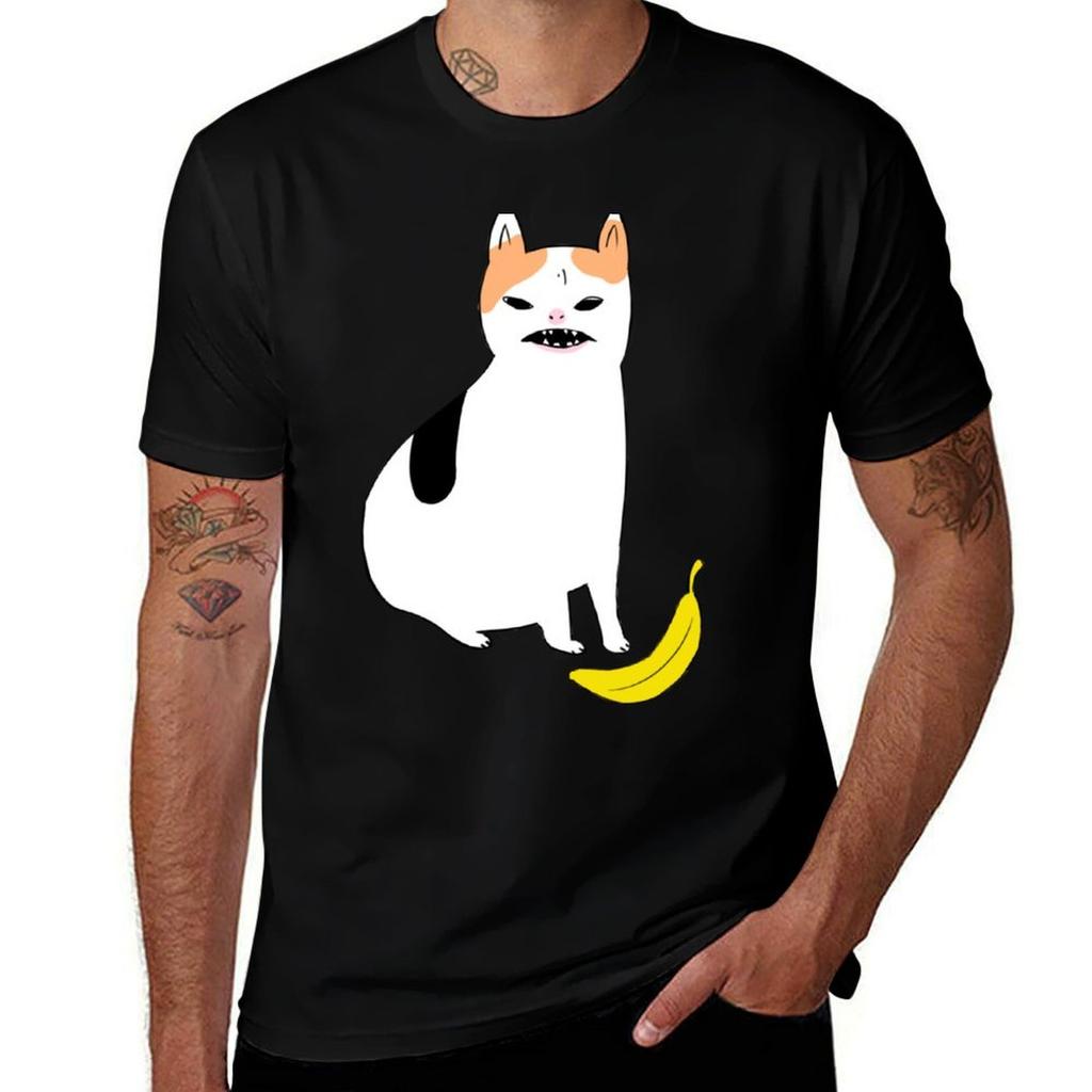 Cat Not Like Banana (No Background) Tshirt Casual Holiday Short Sleeve Tee