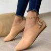 Spring and summer new large-size women's shoes casual solid color suede pointed head flat heel foot cover single shoes women's cross