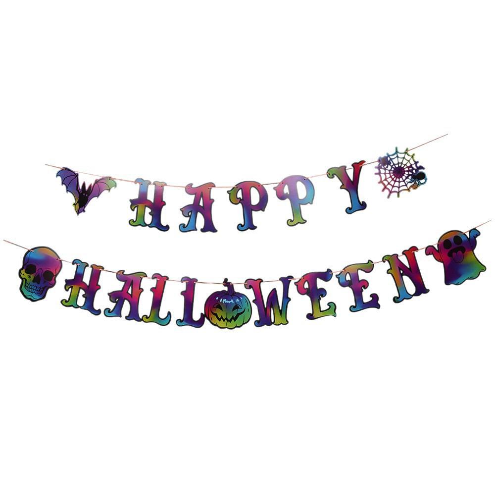 Halloween Pumpkin & Spider Banner - Festive Paper Hanging Decorations