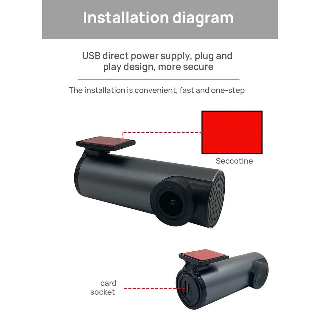Dash Cam, Car USB Smart Dash Camera, ADAS Drive Assistant, Night Vision, Loop Recording,