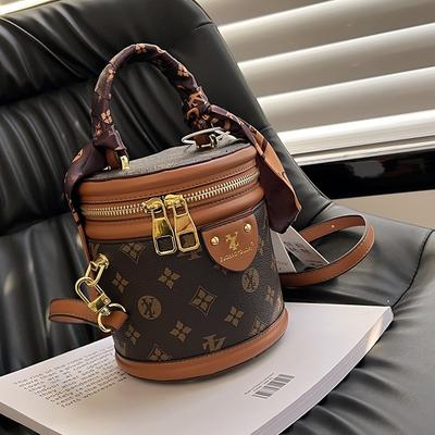Bag Women's New Women's Bag One Shoulder Oblique Span Portable Bucket Bag Fashion Versatile Retro Tide Bag Premium Textured Tide Bag
