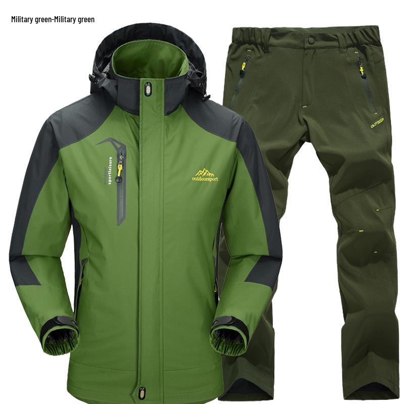 Unisex Windproof & Waterproof Jacket and Pants Set for Spring/Autumn – Ideal for Mountaineering
