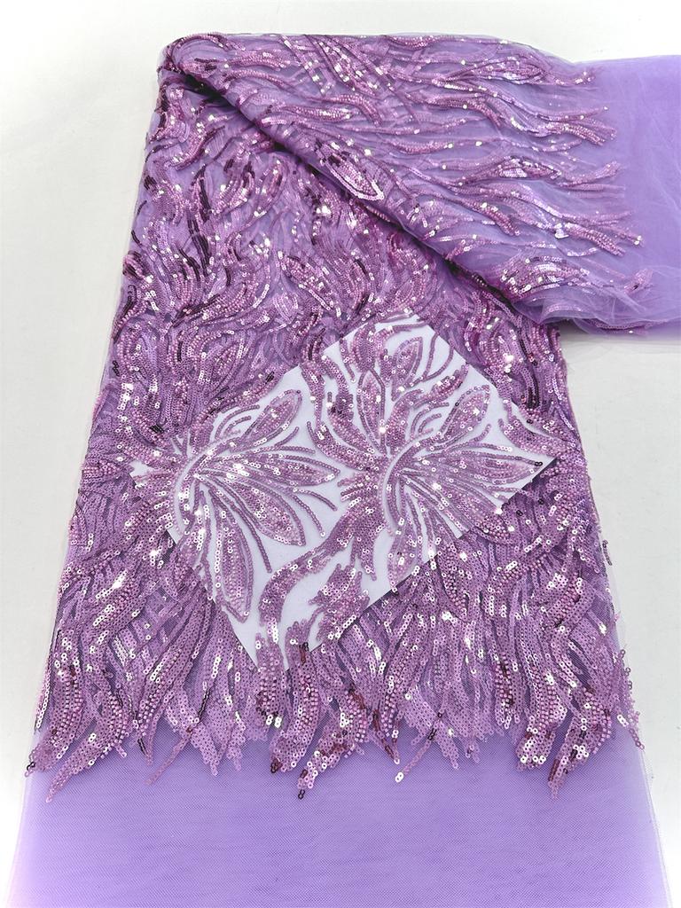 5 Yards Luxury African Sequins Groom Lace Fabric 2025 High Quality French Nigerian Mesh Lace Fabrics For Sewing Dress Wedding