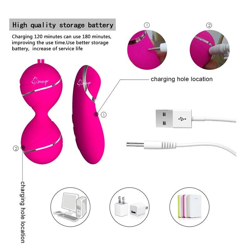 Kegel-Ball mit Fernbedienung und 7 Geschwindigkeiten, Vaginal-Enge-Übung, vibrierende Eier, Geisha-Ball, Ben-Wa-Bälle, Doppelvibrator, Sexspielzeug für Frauen