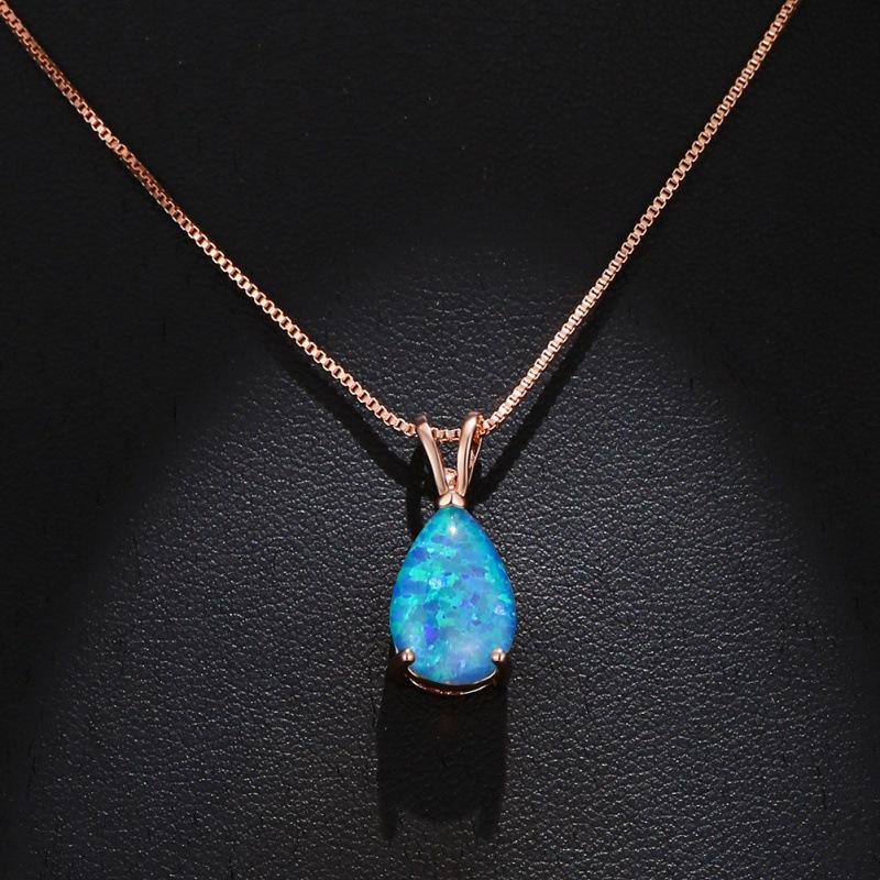 Wish Hot Sale Water Drop Opal Pendant Necklace Femininity Versatile Niche Jewelry