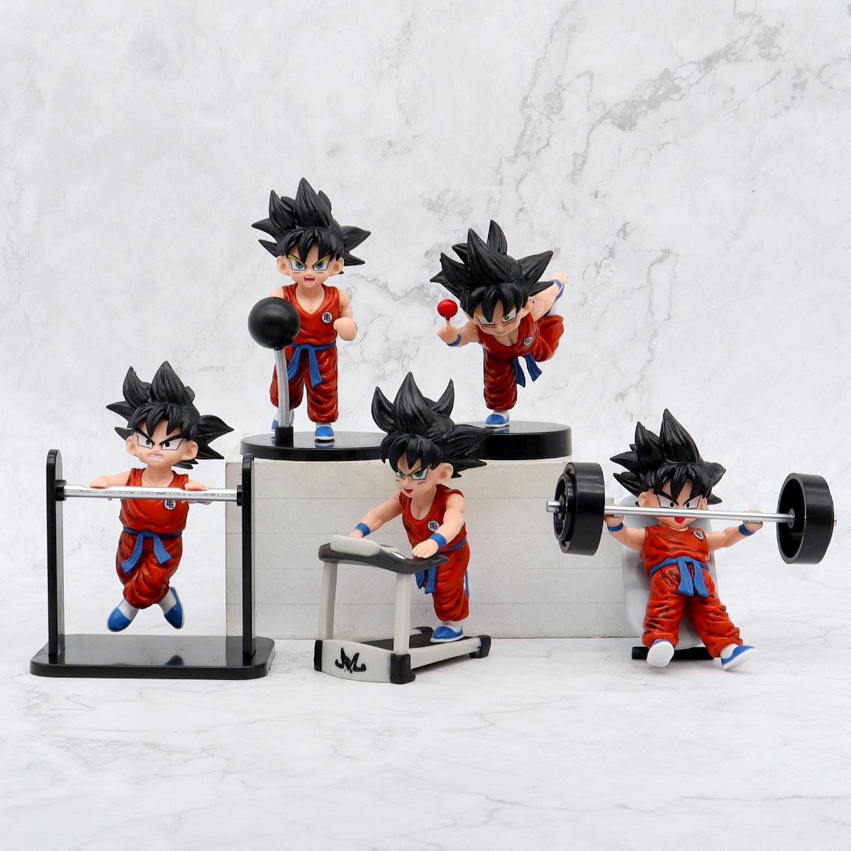 

Dragon Ball Anime Figure 5Pcs/Set Fitness Muscle Boxing Son Goku Cute Figure Car Decoration Doll Model Toys