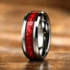 8mm Red Galaxy Nebula Crushed Stone Stainless Steel Ring Promise Wedding Ring for Men & Women, Comfort Fit, Wedding Band Jewelry