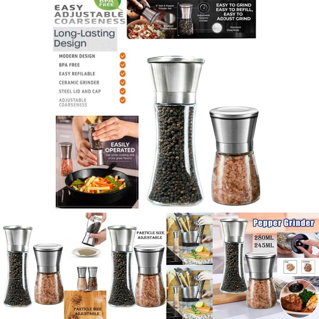 Salt Shaker Pepper Mill Set 6.3*19cm(2.5*7.5in)/6.3*132.cm(2.5*5.1in)
