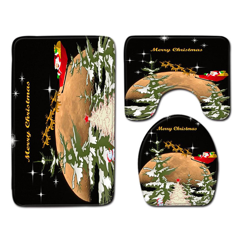 

Рождественский коврик для ванной, туалетный трехпредметный набор 45cmx75cm