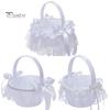 Innovative Portable Exquisite Workmanship Hand Flower Basket Feather Design Wedding Bridesmaid Flower Basket Scene Layout Prop