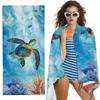 Underwater Sea Turtle Coral Reef Ocean Pattern Beach Towel Lightweight Absorbent Beach Towel For Coastal Nautical Swimming