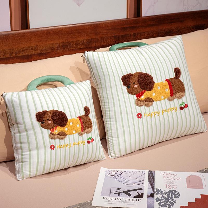 Office Nap Pillow Blanket: 2-in-1 Sofa Throw & Car Cushion Quilt