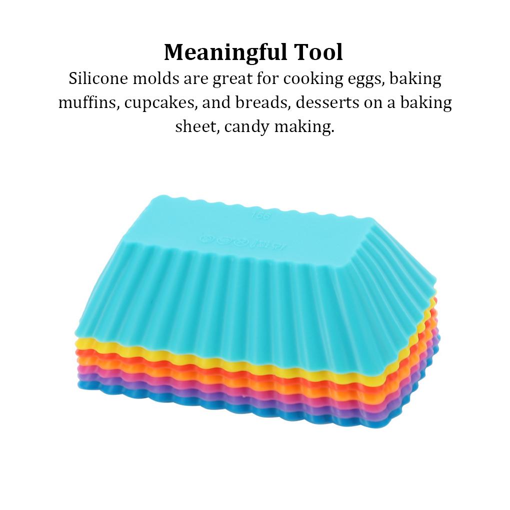 10Pcs Silicone Cake Mold Rectangular Pudding Baking Tools Reusable Cupcake Liners Kitchen Home Party Bakeware Accessories