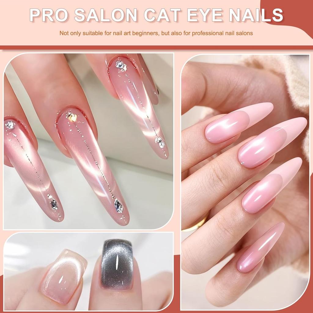 4-piece Set of Essential Tools for Manicure, Cat-eye Cylindrical Magnet Tools Necessary for Manicure Technicians, Multi-functional Magnets