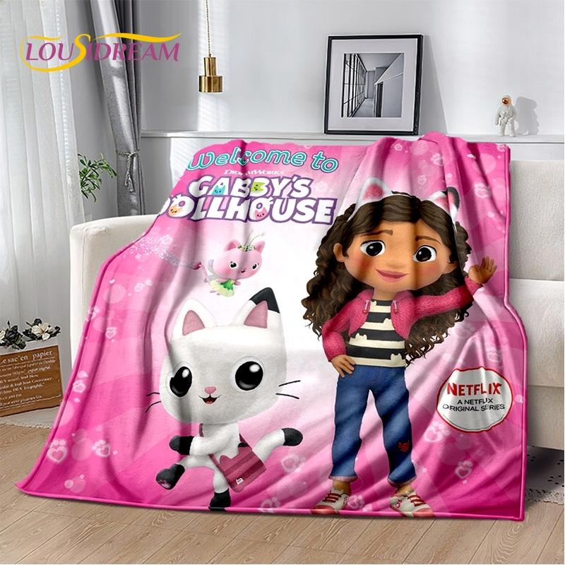 Cartoon Cute Gabbys Dollhouse Girl Soft Blankets,Keep Warm Throw Blanket Comfortable Blanket for Picnic Beds Sofa Home Bedroom