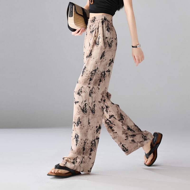 SOFSIL Women's Vintage Print Wide-Leg Casual Pants