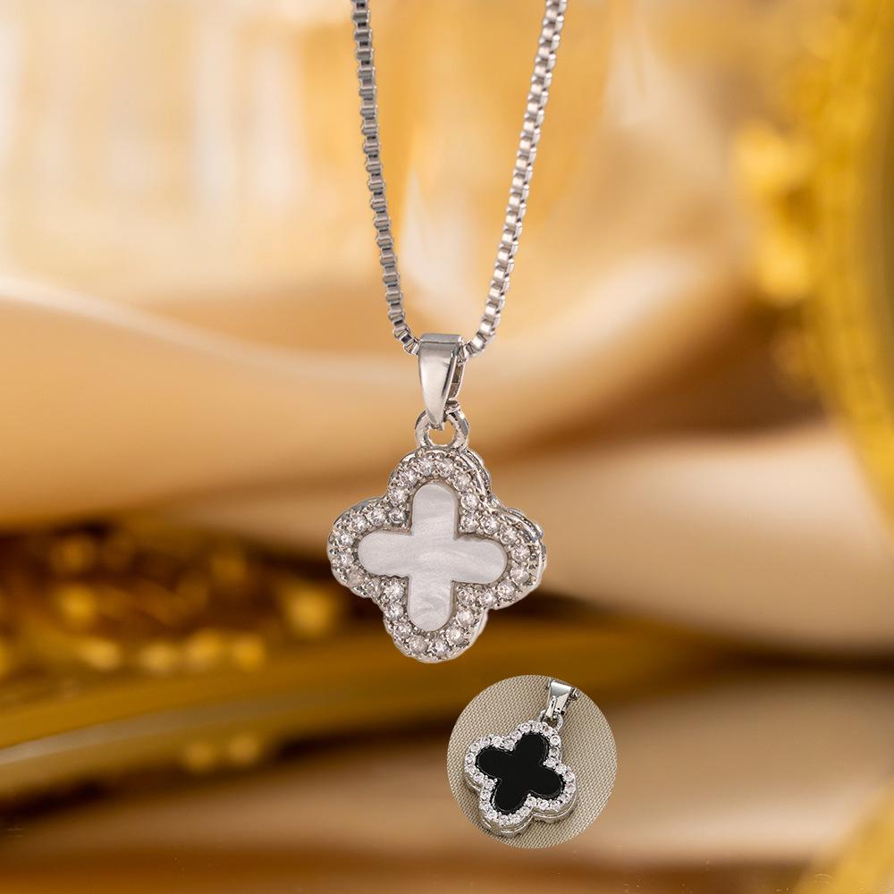 Elegant Luxury Full Zircon Copper Micro Inlaid Necklace Women Simple Exquisite Collarbone Chain Necklace