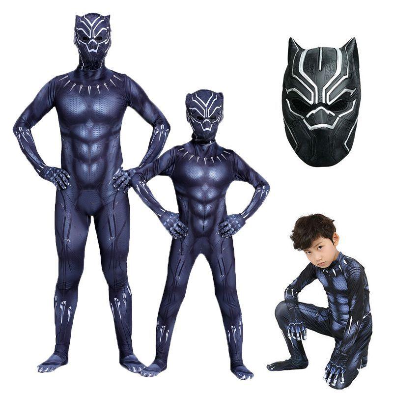 Black Panther Movie Costume Superhero Cosplay Adult Kids Zentai Suit Jumpsuit