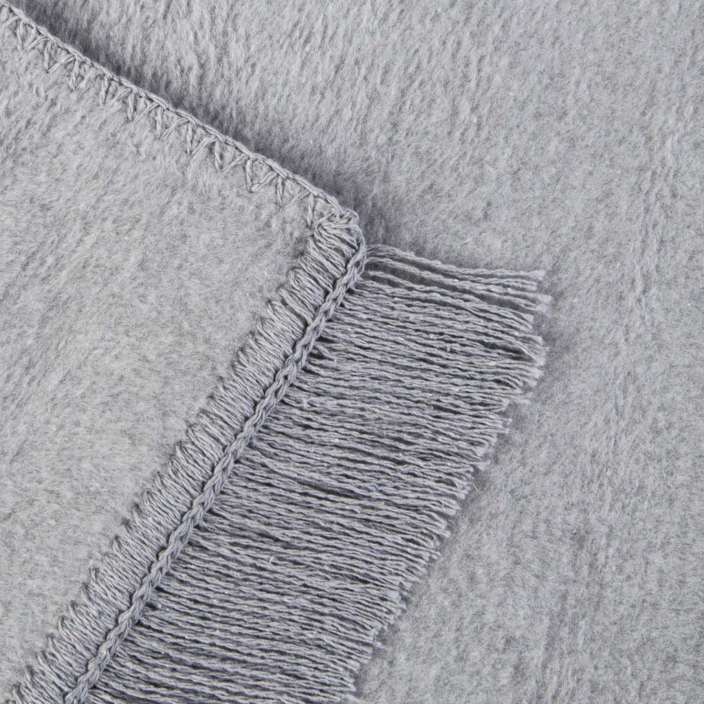 150x200 cotton blanket with fringes, single-colored, light gray