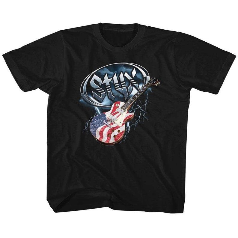Styx Flag Guitar Black Children s T-Shirt 160