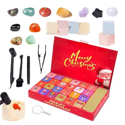 Christmas Crystal Advent Calendar 24 Days Countdown Rock Stone Digging Set for Kids Girls Boys Holiday Gift Mining Adventure