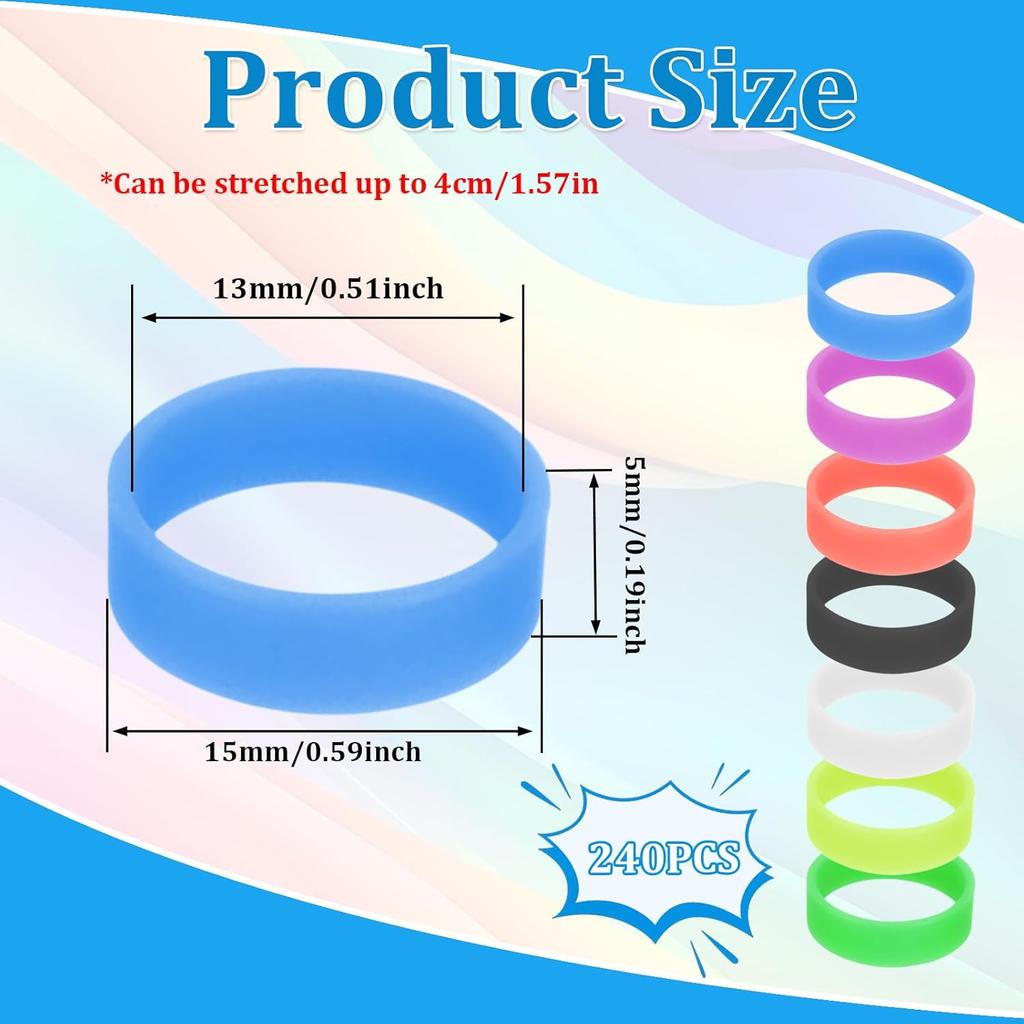 240 Pcs 0.5 Inch Small Silicone Rubber Bands Reble Elastic Cable Ties Rubber Rings for Wire Cord Cable Wrapping Bundle Home Office School