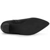 Allegra K Women's Pointed Toe Ankle Boots with Chunky Heels, Black, Size 26.5cm