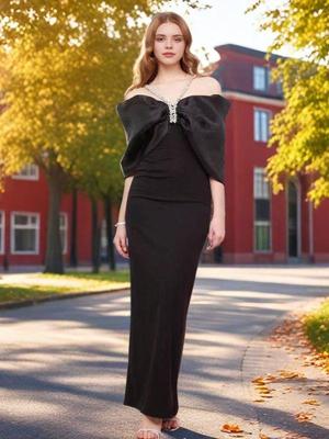 Schickes schulterfreies Bandagen-Abendkleid - Schulterfreies langes Kleid, modischer & sexy figurbetonter Stil