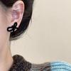 Retro Flocked Black Bow Stud Earrings - Sweet and Versatile with a Simple, Elegant Design