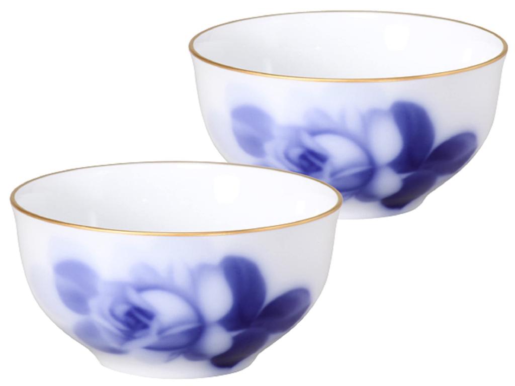 Okura Touen Blue Rose Teacup Pair Set, Approx. 185cc, Made In Japan, 51CR/8211