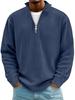 Men's Corduroy Long Sleeve Polo Shirt with Stand Collar & Zipper, Casual Fall Winter Pullover Sweatshirt