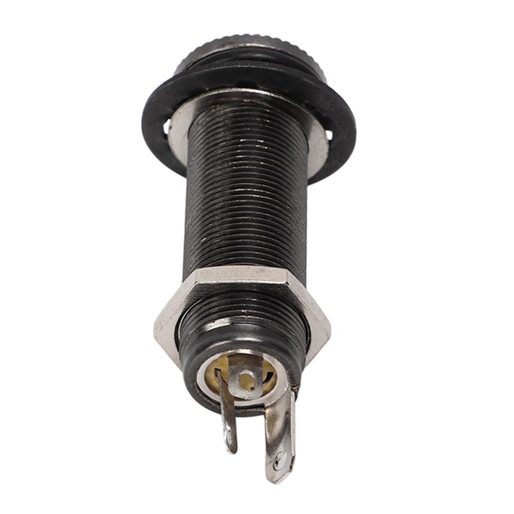 Guitar Threaded Jack Replacement Brass Straight Output Endpin for Electric Guitar Bass Gun Black