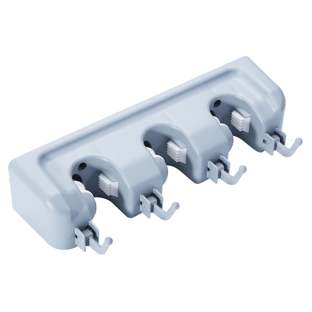 

Mop Rack Wall Mounted Storage Organizer Tools Mop Broom Holder For Home Kitchen 4 hooks 3 trays#0