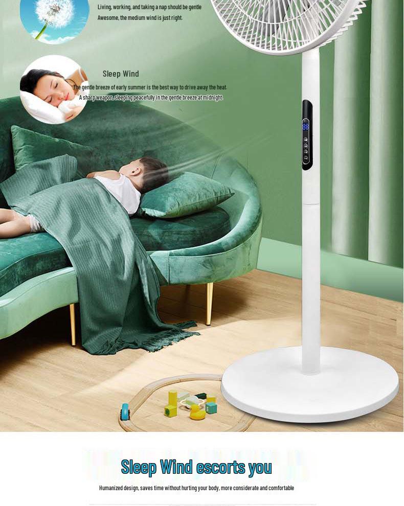 Remote Control Oscillating Floor Fan - Energy-Saving, Powerful Wind, Timer, Suitable for Dormitory & Bedroom