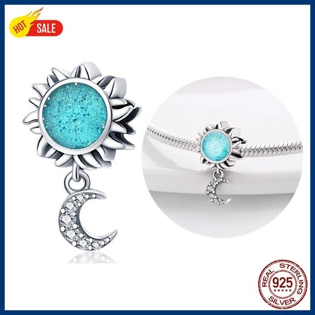 

100% стерлингового серебра 925 пробы, подвески-светлячки, сглаза, воздушный шар, синие подвески FitNew, оригинальный браслет, сделай сам, изготовление ювелирных изделий