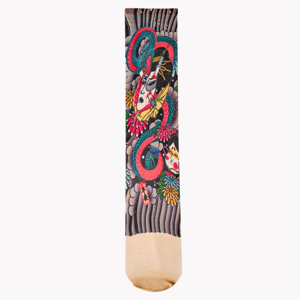 

Japanese Style Full Leg Tattoo Socks Elastic Sun-proof Socks Fake Tattoo Socking Summer Style 10