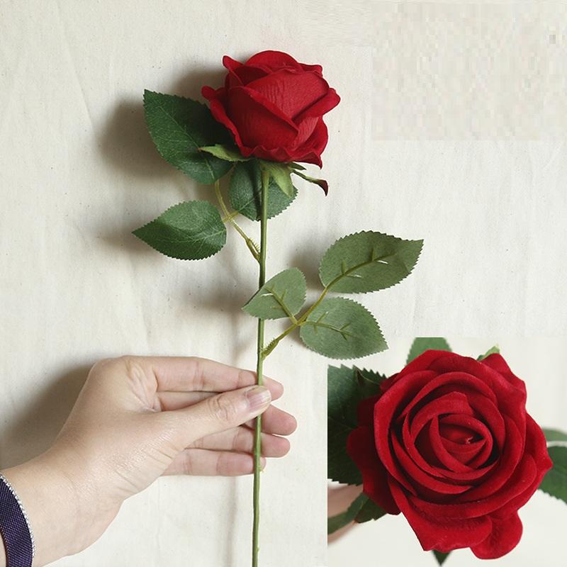 10pcs Simulation Flowers Velvet Pearl Roses Chinese Valentine's Day Gift Fake Flower Artificial Red Rose Wedding Decoration