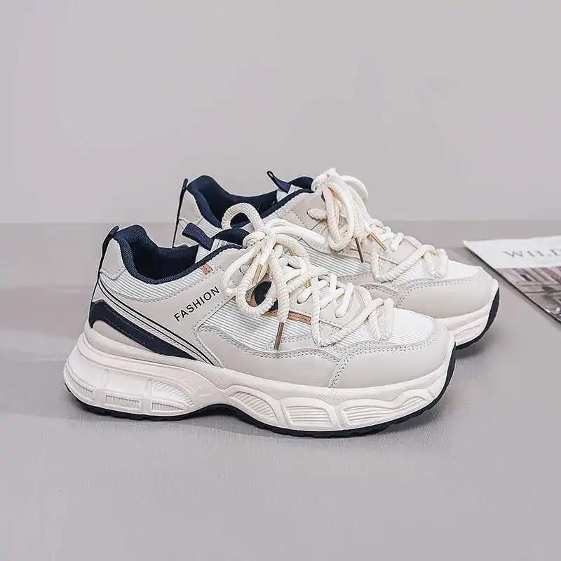 Fashion Height Up Cream Sneakers Woman Casual Moccasins For Student Shoes Sports Tenids New Fast Pro Snekaers Tens Top Grade Luxo