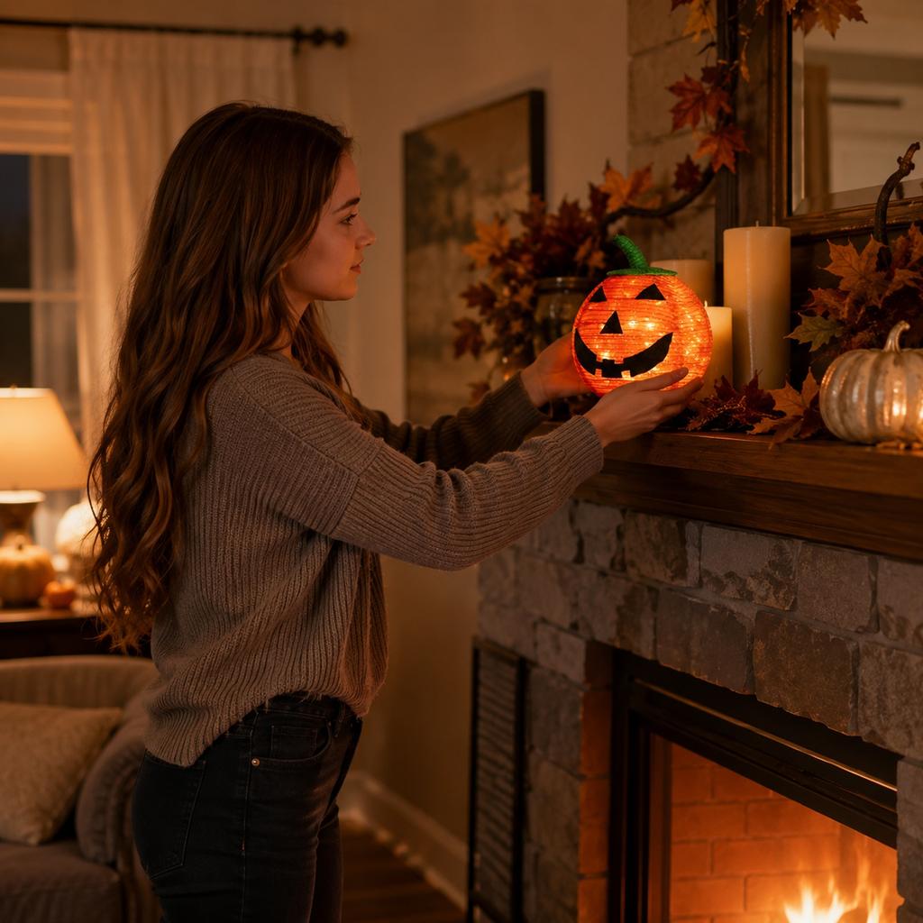 Halloween Pumpkin Decoration with LED Light for Home Party Bar Props