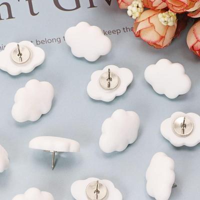 Cloud-Shaped White Push Pins for Cork Boards, Pack of 10
