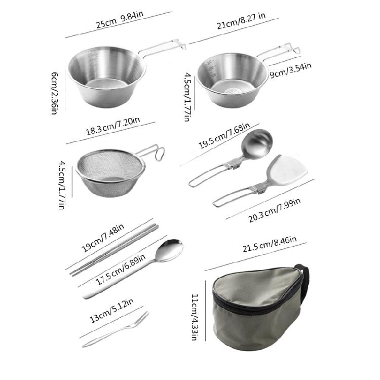 Stainless Steels Cups Plates Forks Spoons Camping Cutlery Set Outdoor Cooking Tableware with Plates Bowls Easy to Use