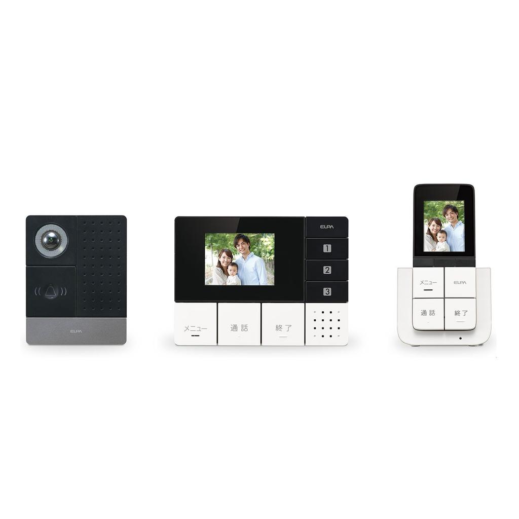 ELPA Video Door Wireless No Wiring Automatic LED Battery Operated DHS-TMP2320 Phone, Intercom, Required, Recording, Wide-Angle Camera, Light,