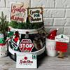Christmas Tiered Tray Decor, Rustic Farm-House Xmas Wooden Signs Decorations For Kitchen Home Table Party Supplies, Tray Not Include
